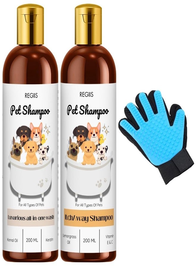 REGIIS Pet Grooming Set with All-in-One Wash Shampoo, 200ml Luxurious Dog Shampoo with Kernal Oil and Keratin, Includes Deshedding Glove(Pack of 3) - Image 1
